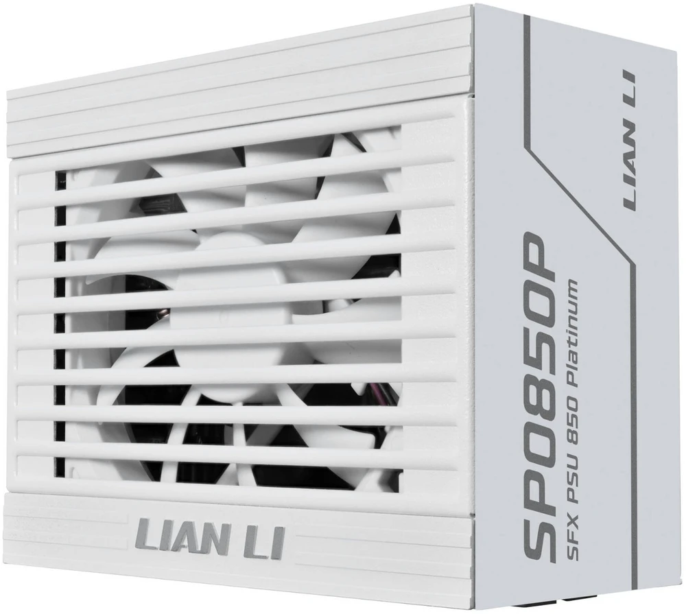 Lian Li SP serijos Platinum 80 PLUS Platinum maitinimo šaltinis, SFX, pilnai modulinis, PCIe 5.1, ATX 3.1 & 850 vatų, baltas