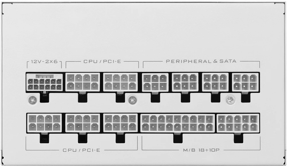 Lian Li SX serijos 80 PLUS Platinum maitinimo šaltinis, pilnai modulinis, PCIe 5.1, ATX 3.1 × 850 vatų, baltas