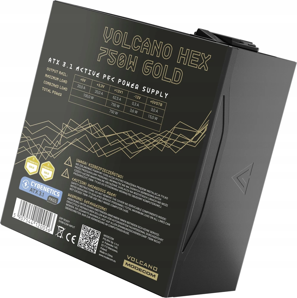 MODECOM maitinimo šaltinis VOLCANO HEX GOLD 750W ATX3.1