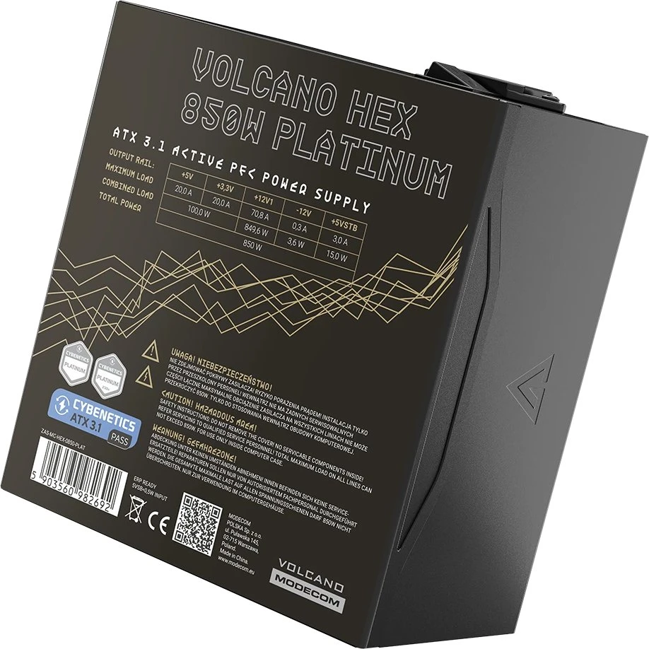 MODECOM maitinimo šaltinis VOLCANO HEX PLATINUM 850W ATX3.1