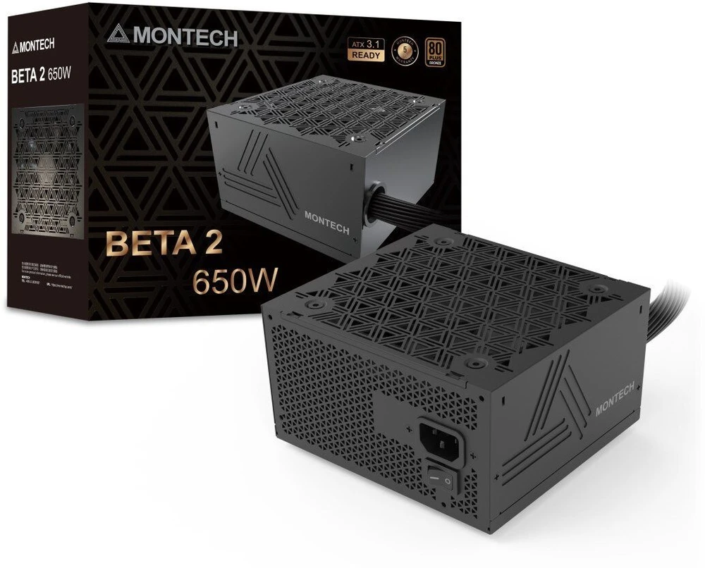 Montech BETA 2 80 PLUS Bronze įkroviklis, ATX 3.1 – 650 Watt, juodos spalvos