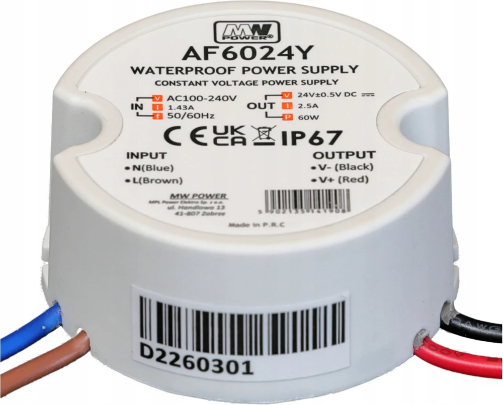 Maitinimo šaltinis MWPower Impulsowy MW POWER (24V/2.5A-TP-V2)