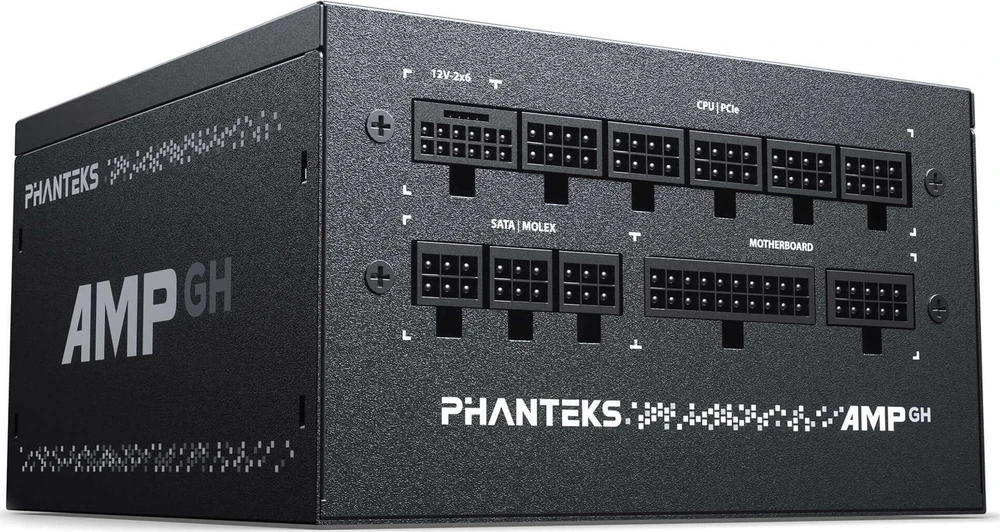 „Phanteks AMP GH 850W 80 PLUS Gold“ maitinimo šaltinis, PCIe 5.1, ATX 3.1 × 850 vatų, juodas