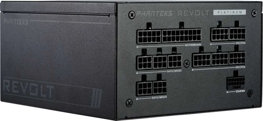 „Phanteks Revolt 1200W Platinum“, ATX 3.0, PCIe 5.0, pilnai modulinis – 1200 vatų, juodas