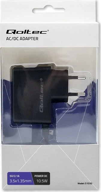 QOLTEC 51030 Prijunkite maitinimo šaltinį 10,5 W 5 V 2,1 A 3,5 x 1,35