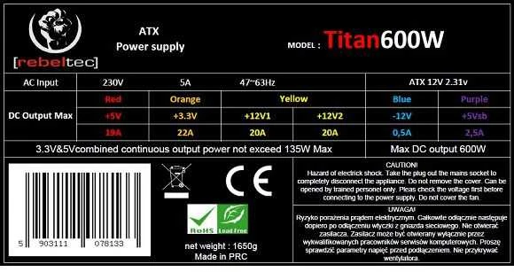 Rebeltec TITAN 600W