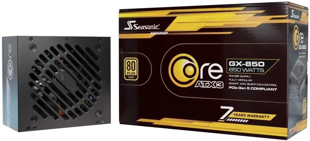 Seasonic Core GX 80 PLUS Gold PSU, modular, ATX 3.1, PCIe 5.1 – 850 Watt, juodos spalvos