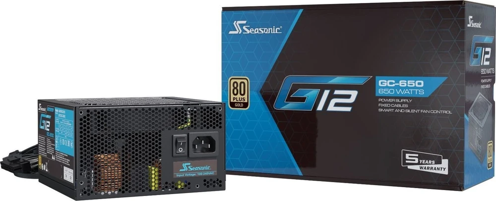 Seasonic G12 GC 80 PLUS Gold PSU – 650 Watt, juodos spalvos