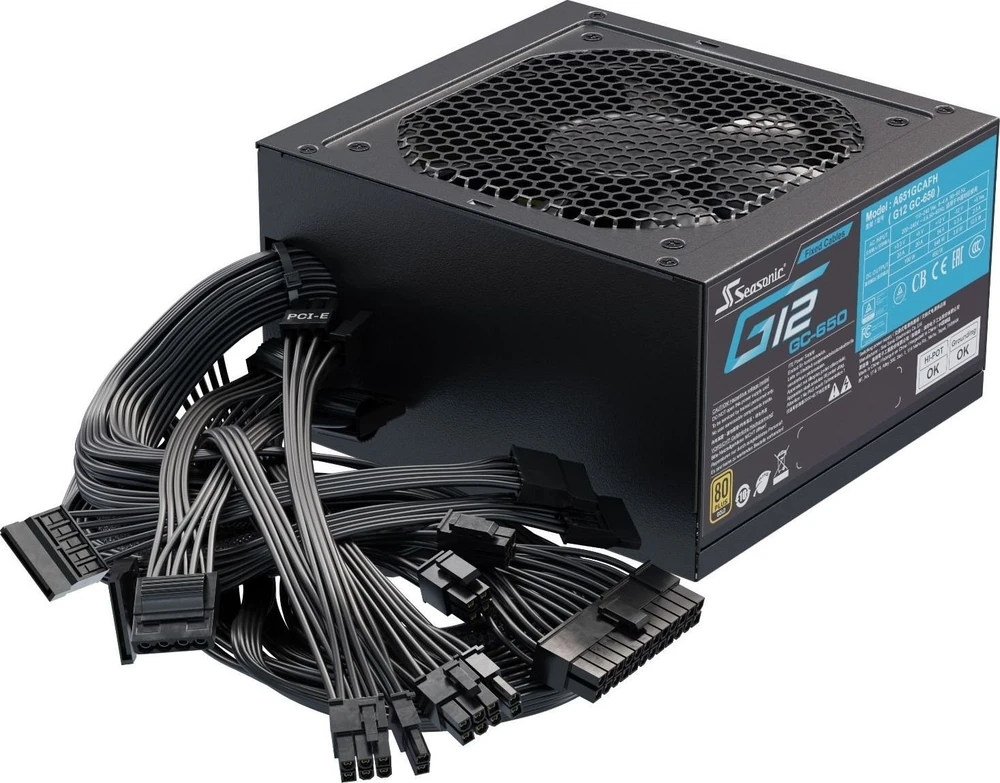 Seasonic G12 GC 80 PLUS Gold PSU – 650 Watt, juodos spalvos