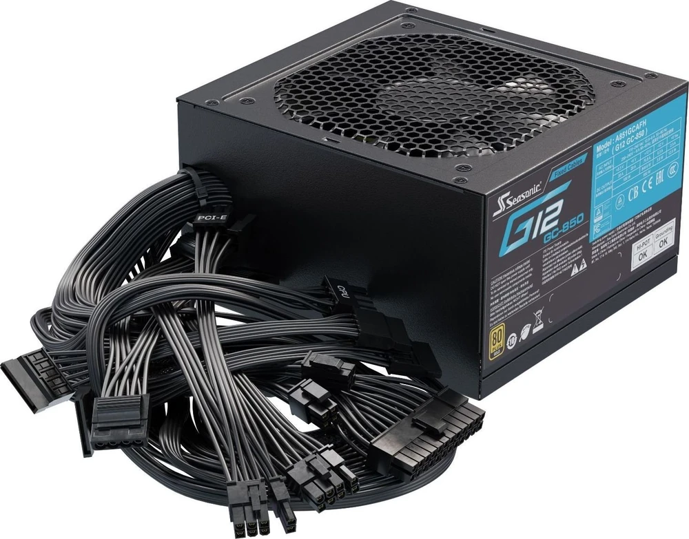 SES Seasonic įkroviklis 850W G12 GC-850 80+Gold maitinimo blokas ATX Juoda