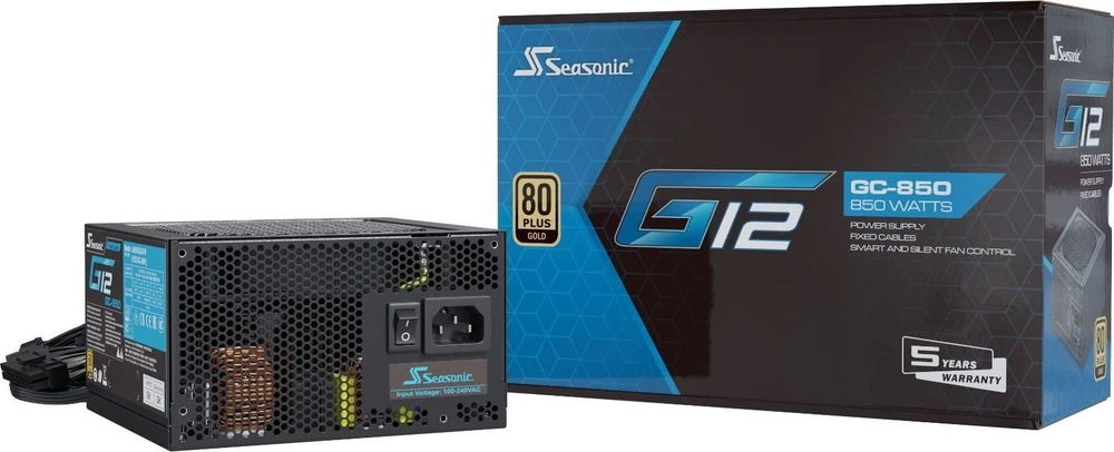 SES Seasonic įkroviklis 850W G12 GC-850 80+Gold maitinimo blokas ATX Juoda