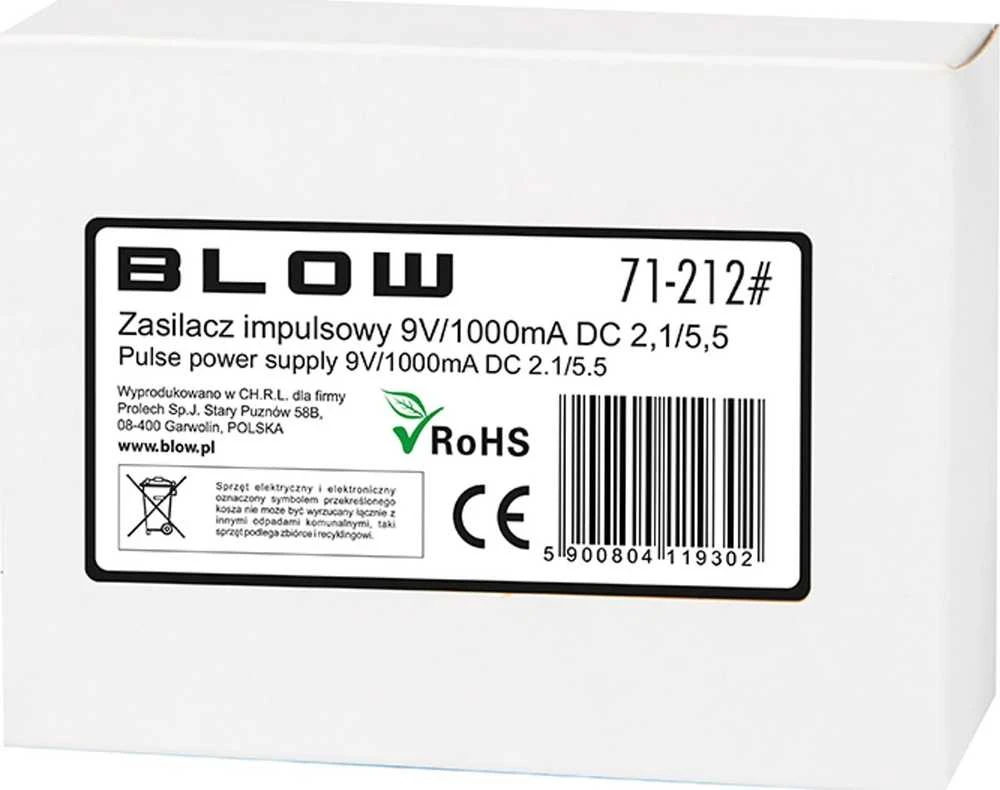 Blow Impulsinis maitinimo šaltinis 9V 1A 2.1x5.5