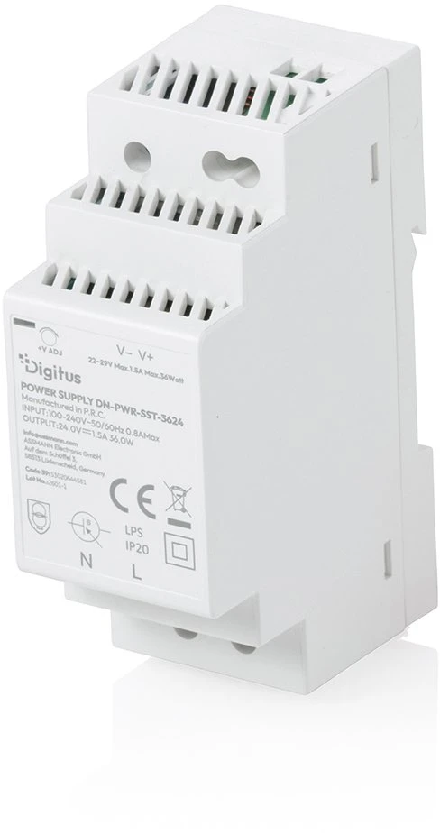 Maitinimo šaltinis serwerinis Digitus DIGITUS 24V / 1.5A / 36W Step-Shape DIN bėgelio maitinimo šaltinis Slim Class II