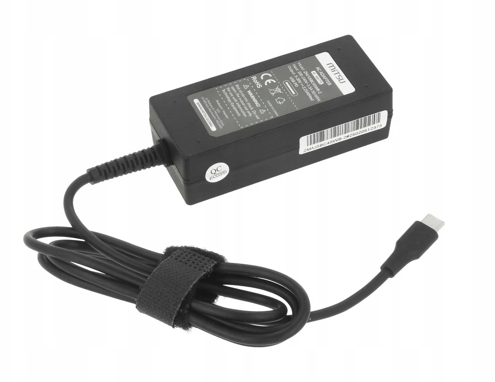 Įkroviklis Mitsu Maitinimo šaltinis sieciowy Mitsu 45W USB-C, USBC, 5-20V, 2-3A (juodas) do notebooka
