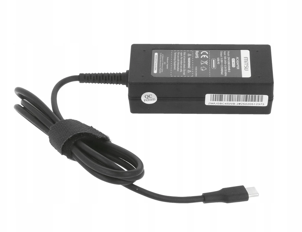 Įkroviklis Mitsu Maitinimo šaltinis sieciowy Mitsu 45W USB-C, USBC, 5-20V, 2-3A (juodas) do notebooka