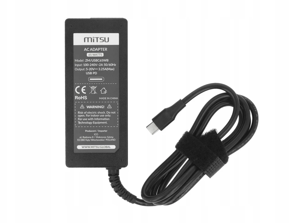 Mitsu 65W USB-C įkroviklis su laidu
