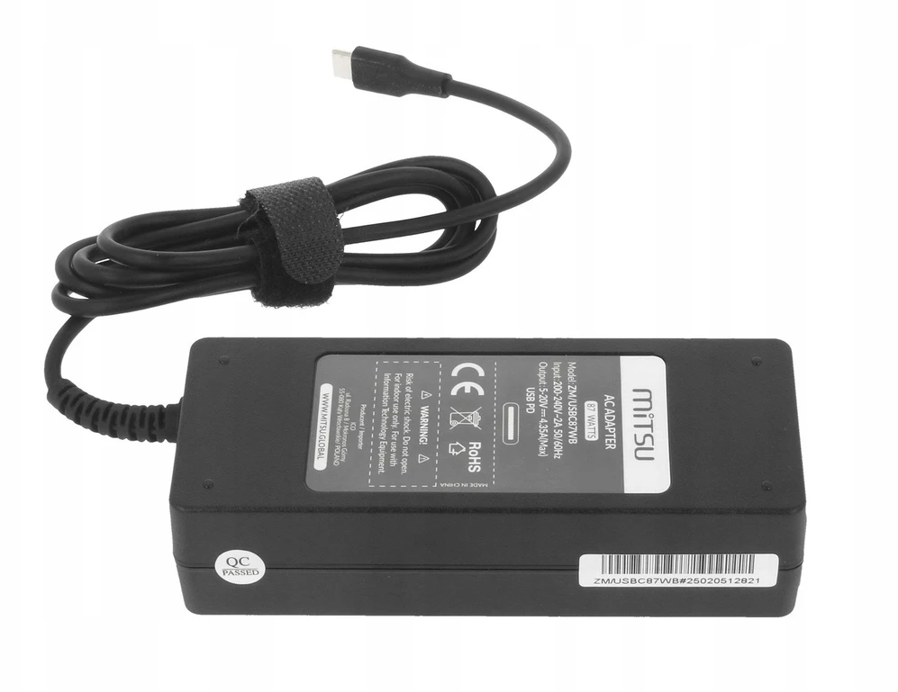Įkroviklis Mitsu Maitinimo šaltinis sieciowy Mitsu 87W USB-C, USBC, 5-20.2V, 3-4.3A (juodas) do notebooka