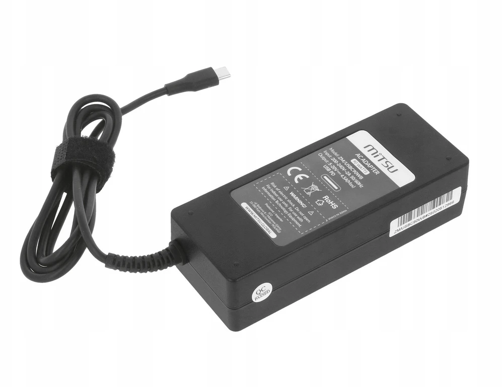 Įkroviklis Mitsu Maitinimo šaltinis sieciowy Mitsu 90W USB-C, USBC, 5-20V, 3-4.5A (juodas) do notebooka