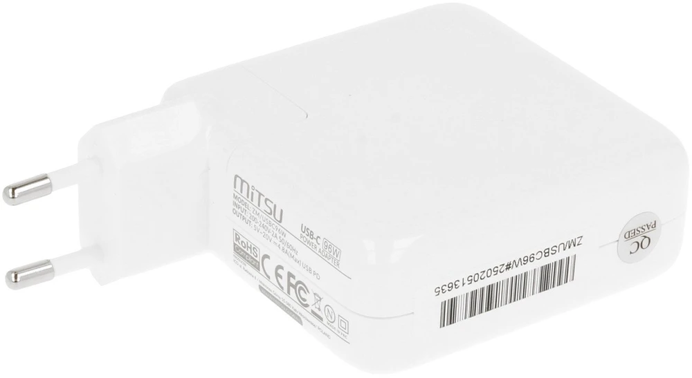 Maitinimo šaltinis sieciowy Mitsu 96W USB-C, USBC, 5-10V, 3-4.8A (baltas) do notebooka
