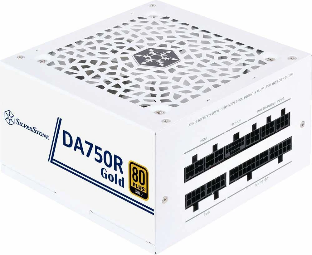 „SilverStone SST-DA750R-GMA-WWW“, kompiuterio maitinimo šaltinis - baltas, 1x 12 kontaktų ATX3.0, 4x PCIe, kabelių valdymas, 750 vatų