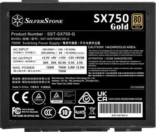 SilverStone SST-SX750-G 80 PLUS auksinis, modulinis - 750 vatų