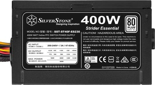 Silverstone ATX PSU SST-ST40F-ES230, 400W 80 Plus, mažas triukšmas 120mm