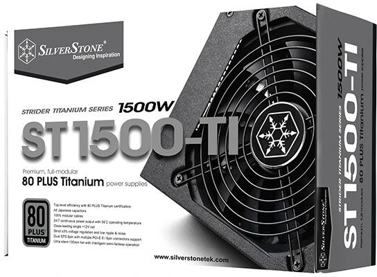 „SilverStone SST-ST1500-TI v2.0 Strider“ maitinimo šaltinis 80 PLUS Titanium, modulinis - 1500 vatų