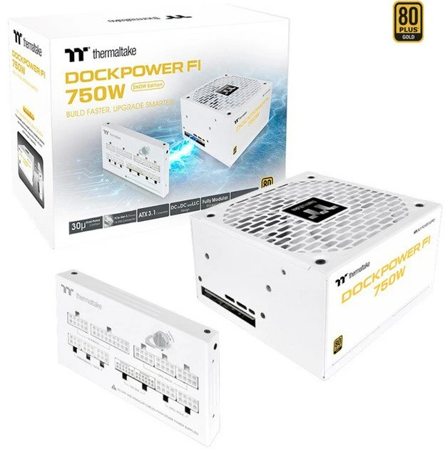 Thermaltake Maitinimo šaltinis - dockpower fi 750w auksinis modular atx3.1 gen5 snow