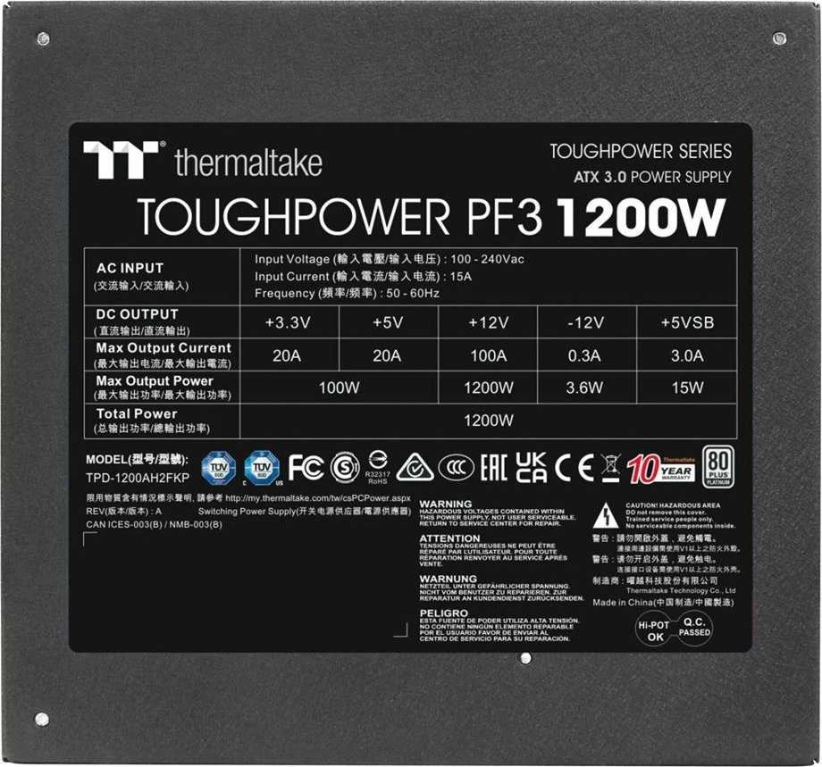 Maitinimo šaltinis Thermaltake Toughpower PF3 1200W Platinum