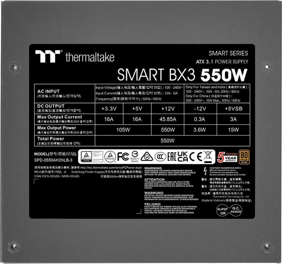 Maitinimo Blokas - Thermaltake Smart BX3 550 W ATX Juodas