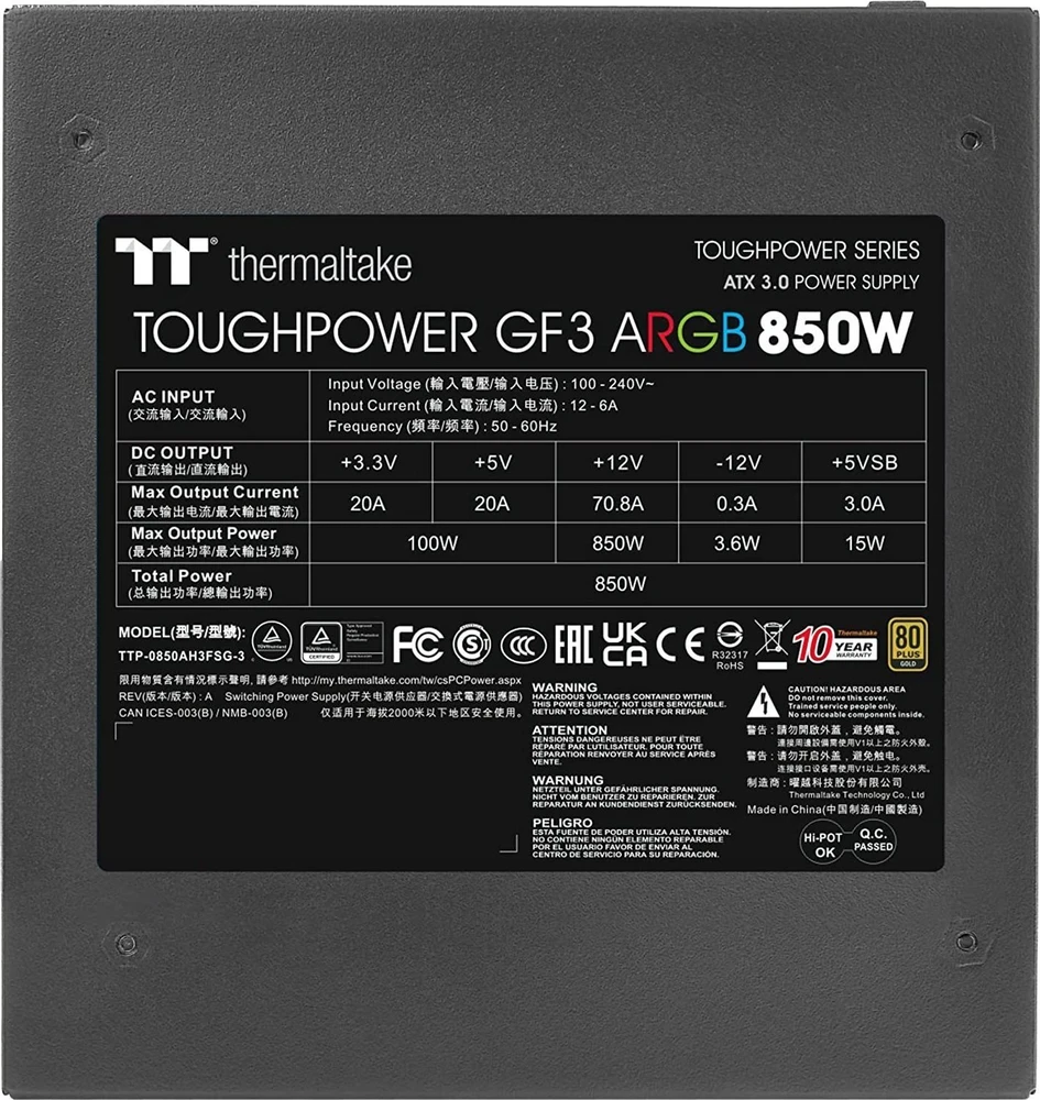 Maitinimo blokas Toughpower GF3 ARGB 850W Gold - TT Premium Edition