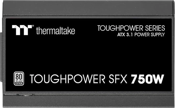 „Thermaltake Toughpower SFX Platinum 750W“, kompiuterio maitinimo šaltinis - juodas, 1x 12VHPWR, 2x PCIe, laidų valdymas, 750 vatų