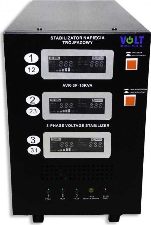 Trifazis stabilizatorius Volt Polska su trimis LCD ekranais