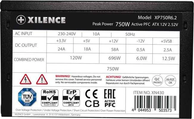 750 W „Xilence Performance XP750R6.2“ garsiakalbis