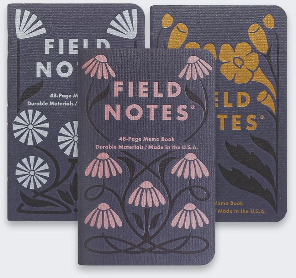 Make Notes Užrašų knygelės „Field Notes Jesienne Kwiaty“ linijos, 3 vnt. rinkinys