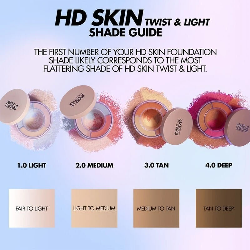 „Make Up For Ever HD Skin Twist & Light“ biri pudra, suteikianti spindesio ir suteikianti spindesio, 4.0 Intensyvi, 8 g