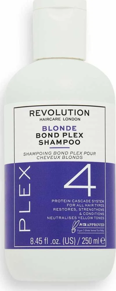 „Revolution Haircare Bond Plex 4“ plaukų šampūnas neutralizuoja gelinius atspalvius, 250 ml