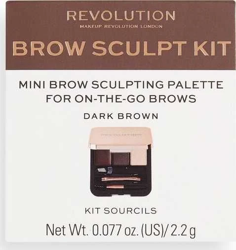 Makeup Revolution London Brow Sculpt Kit rinkinys ir paletė antakiams, 2,2 g