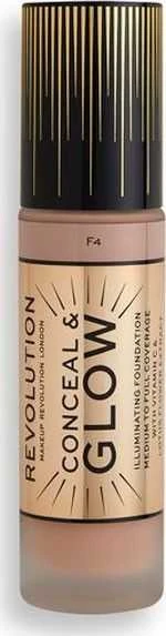 „Makeup Revolution Conceal & Glow Illuminating Kreminis“ makiažo pagrindas, F4, 23 ml
