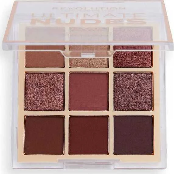 „Makeup Revolution Ultimate Nudes“ akių šešėlių paletė, tamsi, 9 atspalviai, 8,1 g