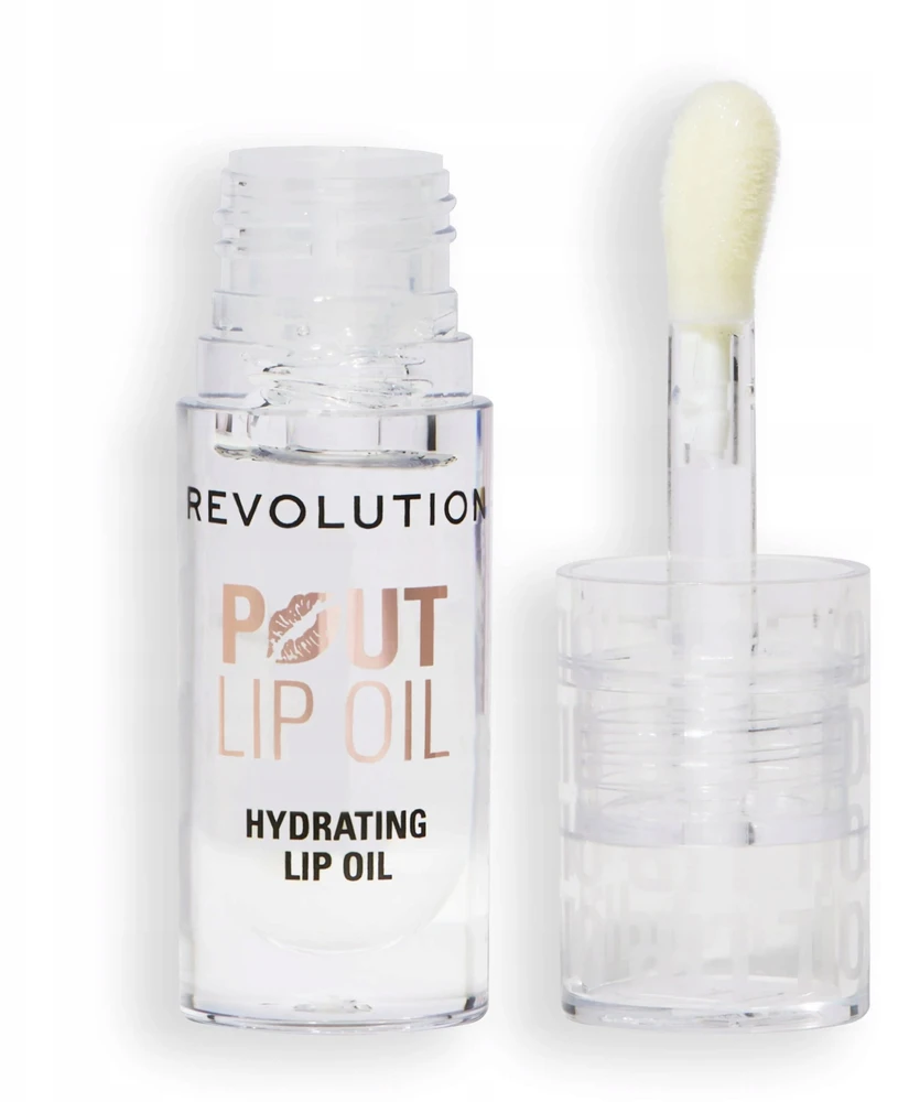 „Makeup Revolution Pout Vegan Glossy Lip Oil“ blizgus lūpų aliejus „Lychee Clear“, 4 ml
