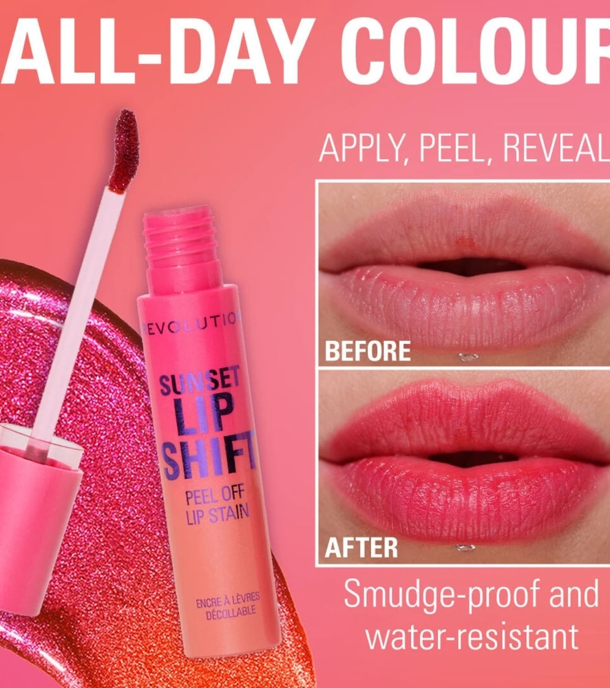 Makeup Revolution Makeup Revolution, Sunset Lip Shift, Vegan, Long-Lasting, Lūpų blizgis, Rožinė, 3.6 ml For Women
