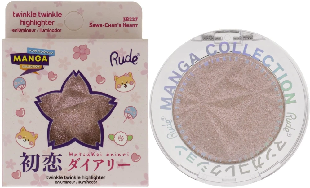 Rude Cosmetics Twinkle Twinkle Illuminating Highlighter Palette Sawa-Chan's Heart, 4 g