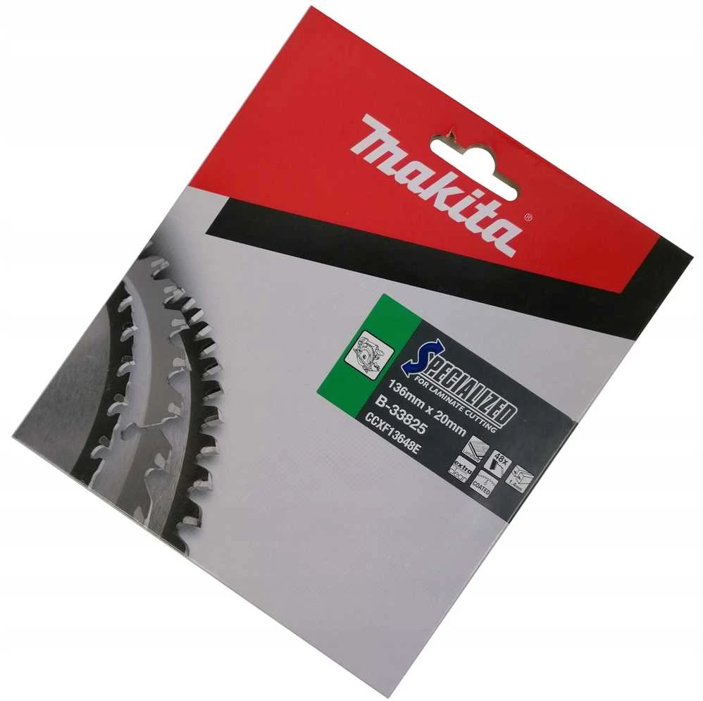 Makita T.C.T. pjūklas SPECIALIZED 136X1.4X20mm 10° T48 B-33825 T.C.T • 136 x20 mm • T48 • 10° • MDF/laminatui