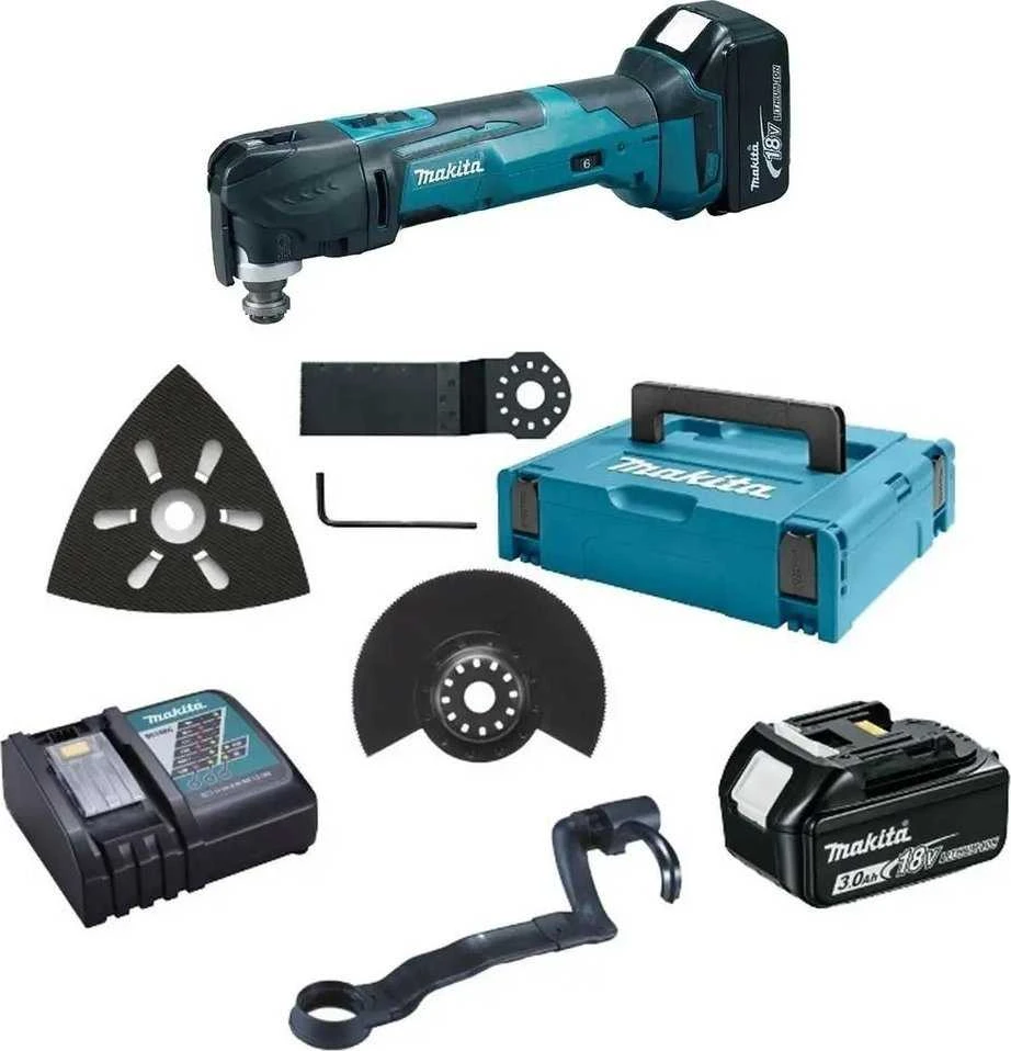 MAKITA DAUGIAFUNKCINIS ĮRANKIS 18V 2 x 3.0Ah Li-ION + PRIEDAI + MAKPAC DĖKLAS