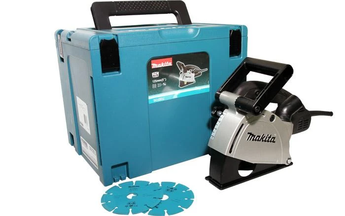 Makita SG1251J Kanalų freza 1400 W 125 mm gylis 0-30 mm plotis 6-30 mm 10000 min-1kompl. 2 diskai A-80438, MAKPACK