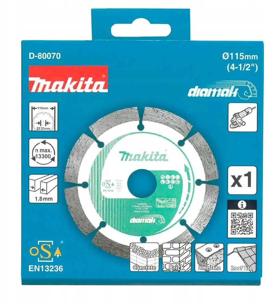 MAKITA DEIMANTINIS DISKAS 115×22,23mm SEGMENTINIS (SAUSAM PJOVIMUI) BETONUI, PLYTOMS, MARMURUI