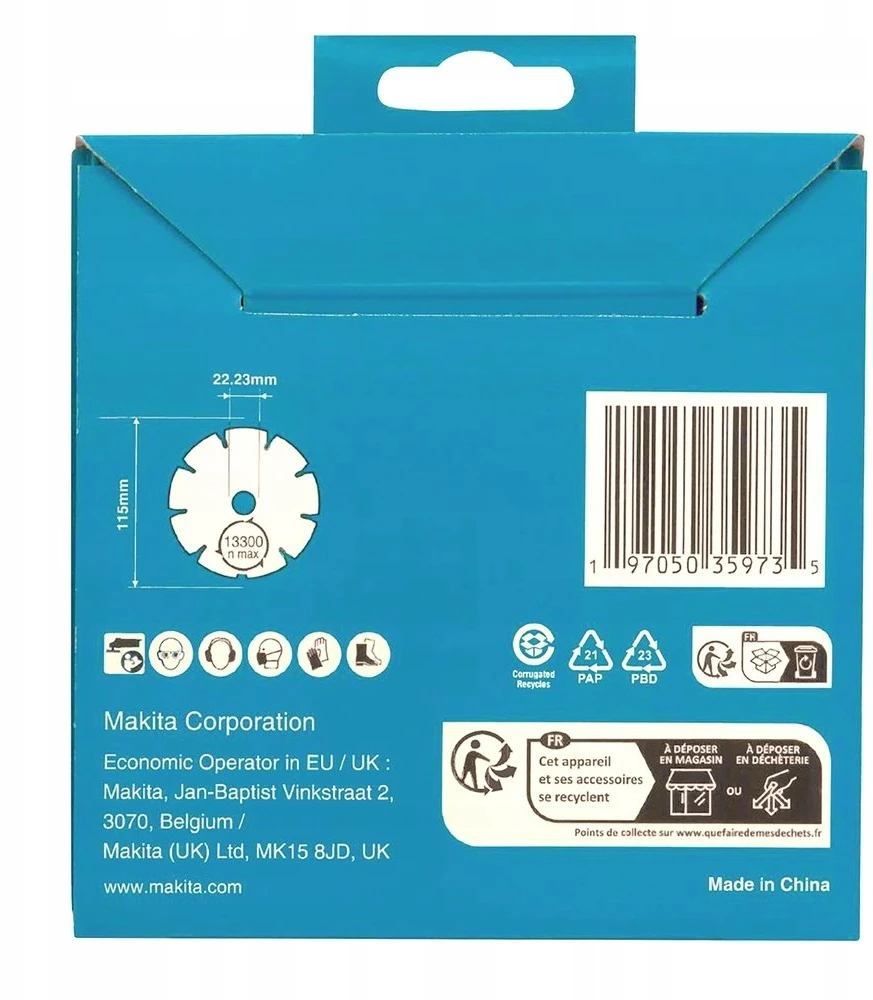 MAKITA DEIMANTINIS DISKAS 115×22,23mm SEGMENTINIS (SAUSAM PJOVIMUI) BETONUI, PLYTOMS, MARMURUI