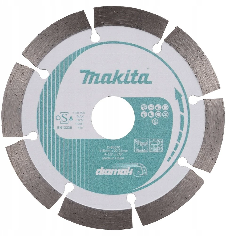 MAKITA DEIMANTINIS DISKAS 115×22,23mm SEGMENTINIS (SAUSAM PJOVIMUI) BETONUI, PLYTOMS, MARMURUI
