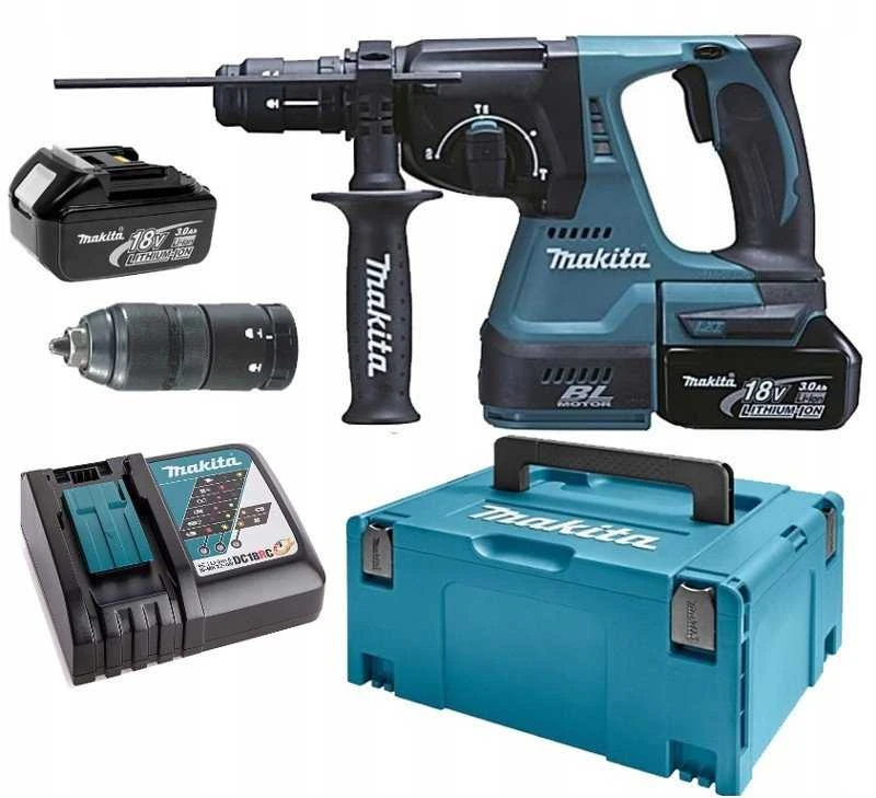 Akumuliatorinis perforatorius Makita DHR243ZJ, lagaminas, be akumuliatoriaus ir kroviklio